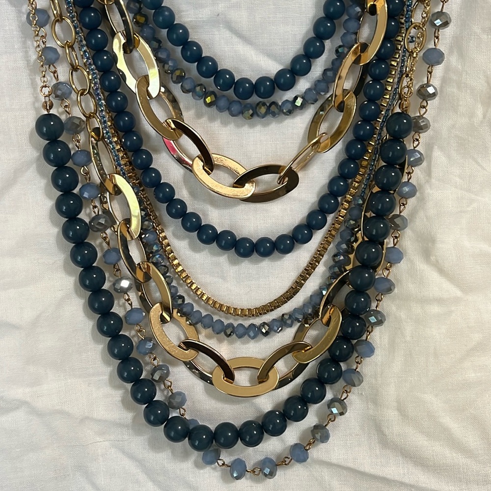 Blue Beaded Necklace - image 2